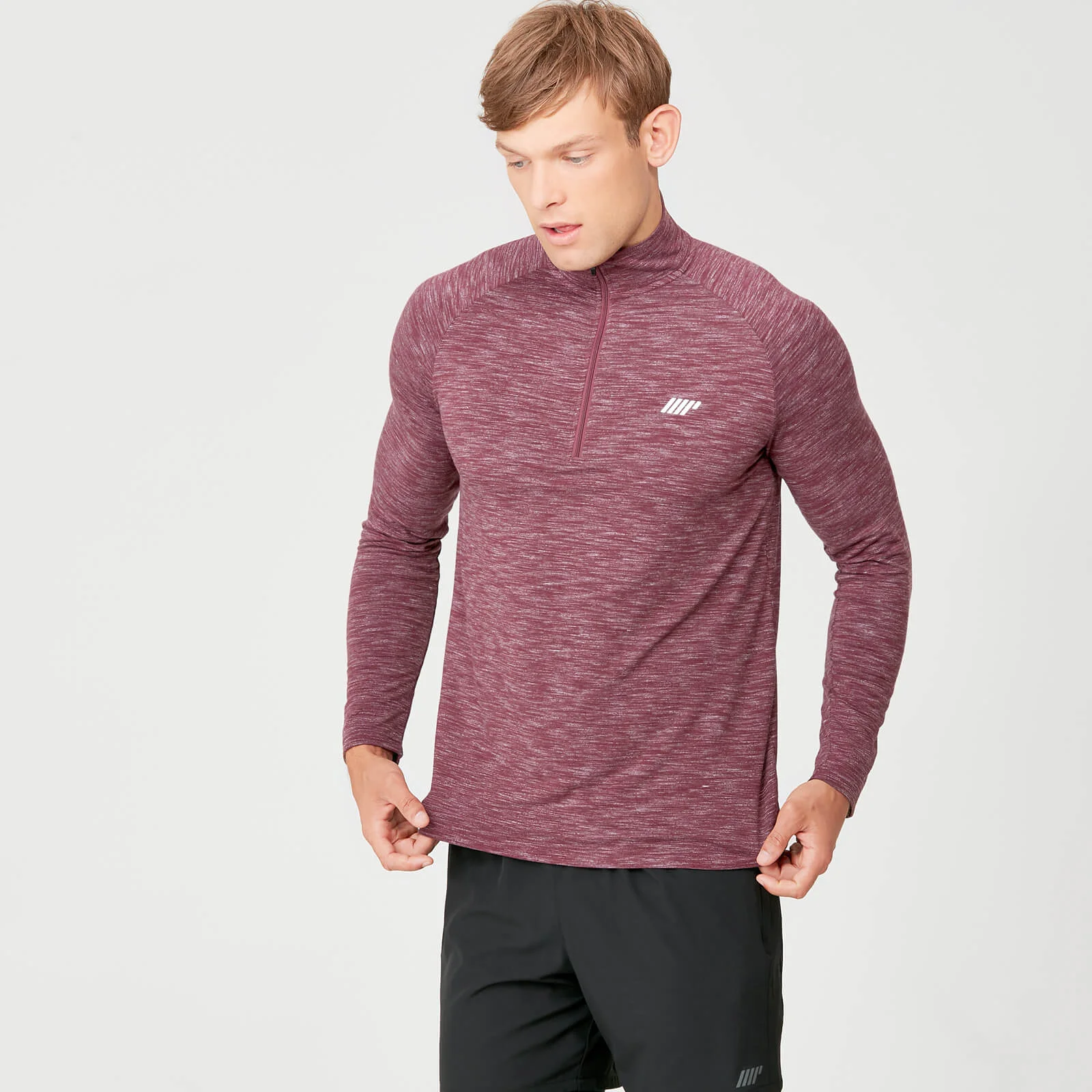 Performance 1/4 Zip Top - Burgundy Marl - S Image 1