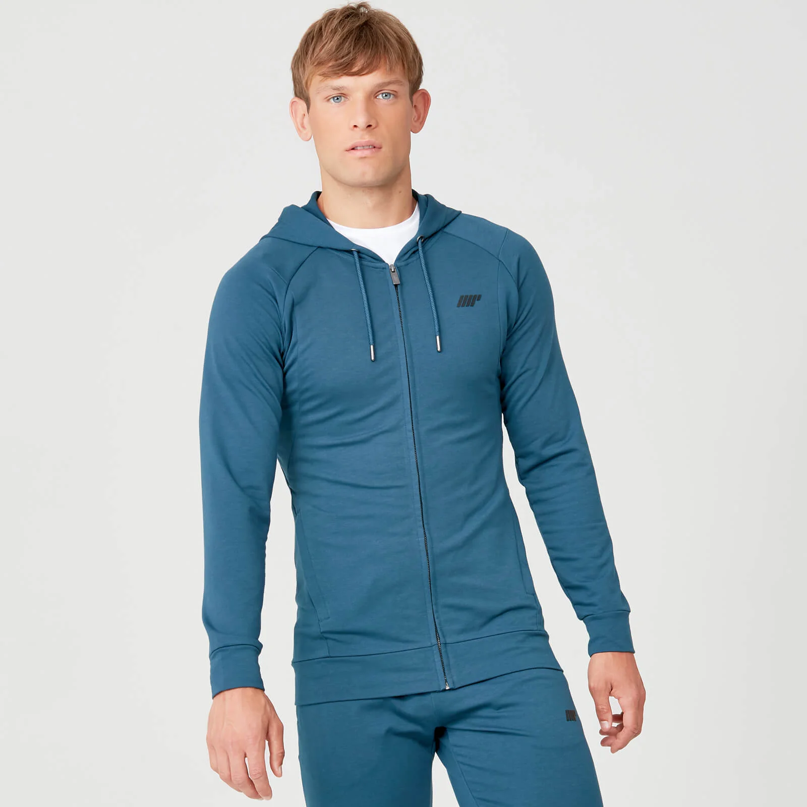 MP Men's Form Zip Up Hoodie - Petrol Blue - S Image 1