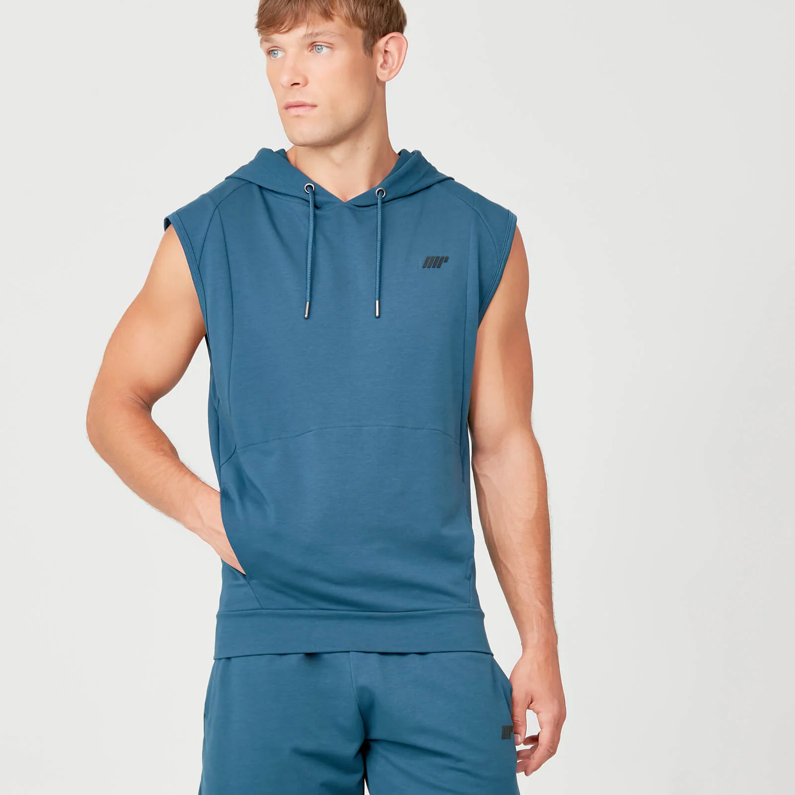 MP Men's Form Sleeveless Hoodie - Petrol Blue - S Image 1