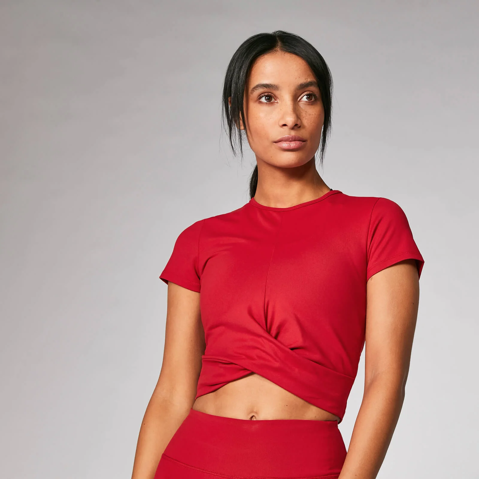 Power Short Sleeve Crop Top - Crimson - XS Image 1