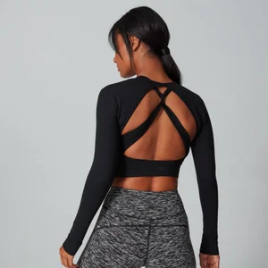 MP Women's Power Open Back Crop Top - Black - Size XL