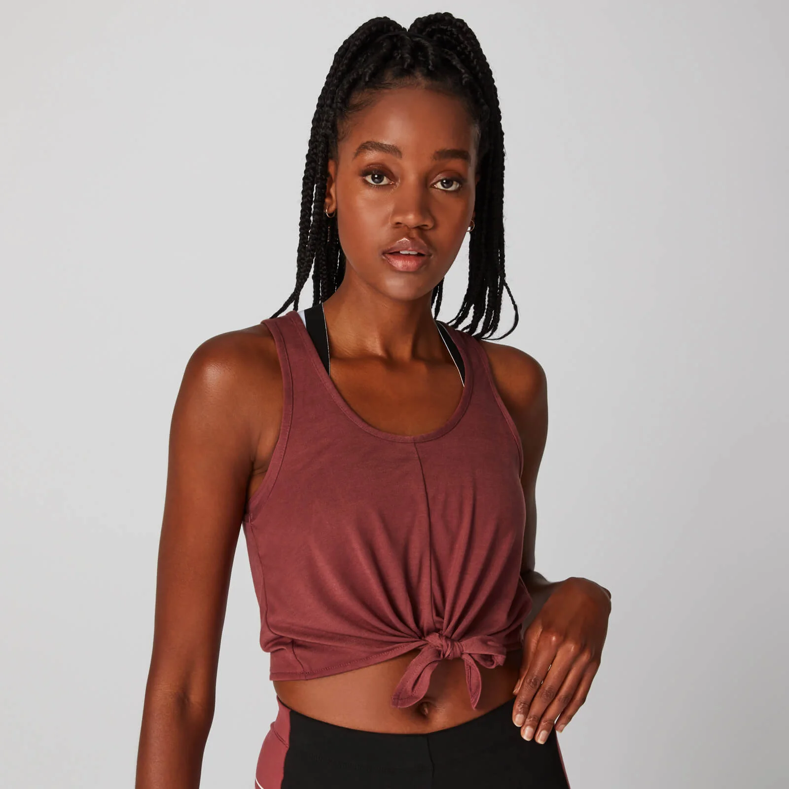 MP Women's Tie Front Crop Vest - Port - XS Image 1