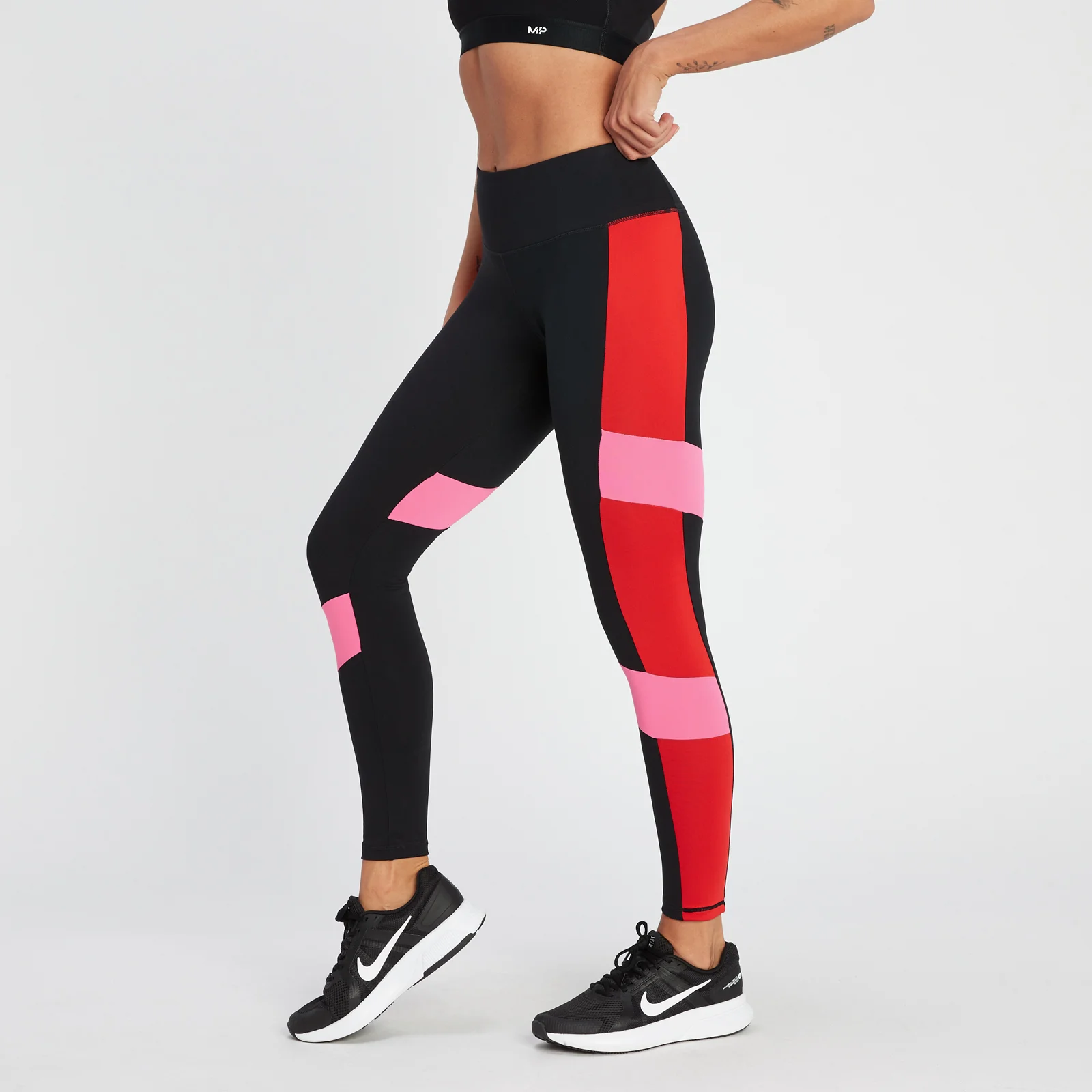 MP Women's Power Colour Block Leggings - Black/Danger - S Image 1