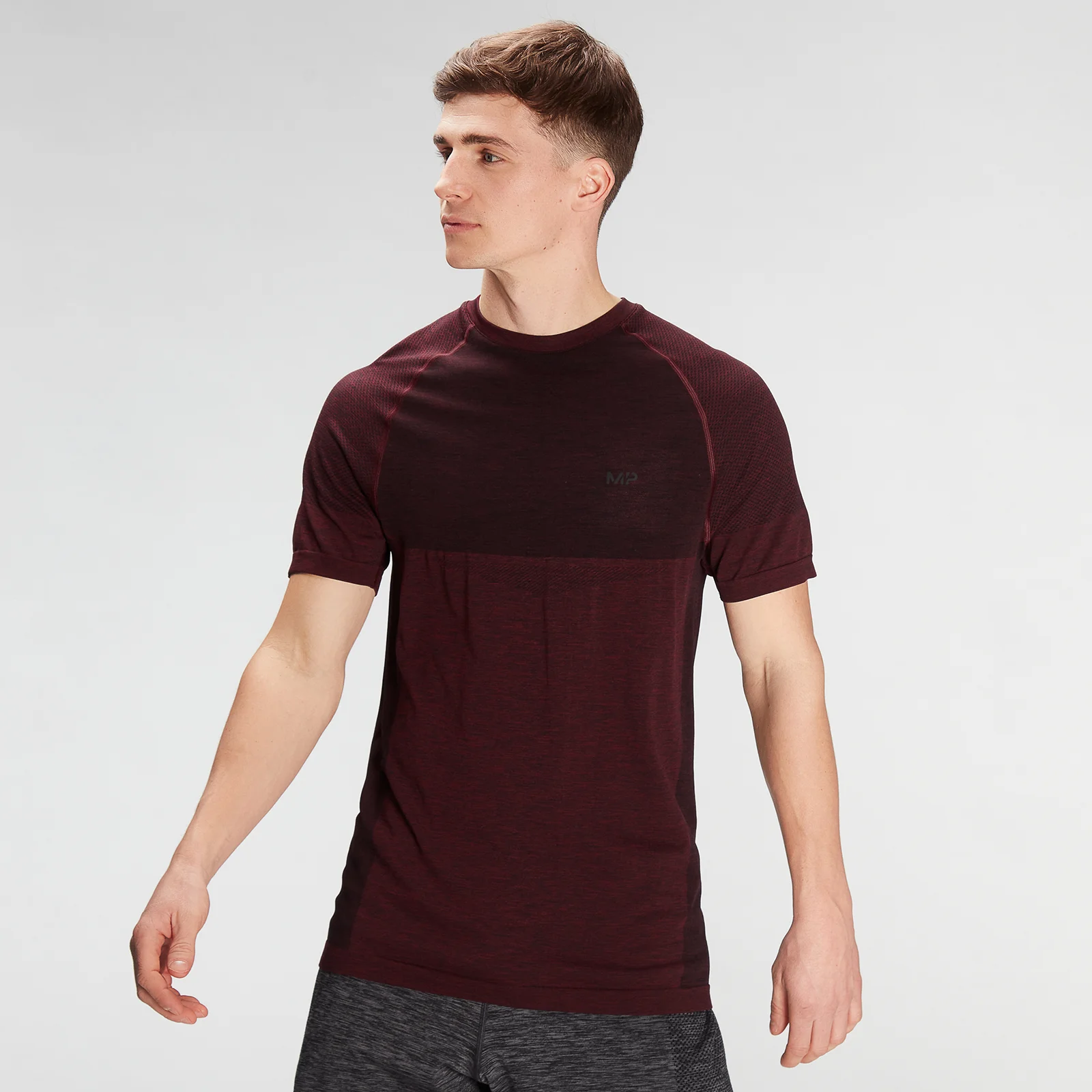 MP Men's Essential Seamless Short Sleeve T-Shirt- Washed Oxblood Marl - XXS Image 1