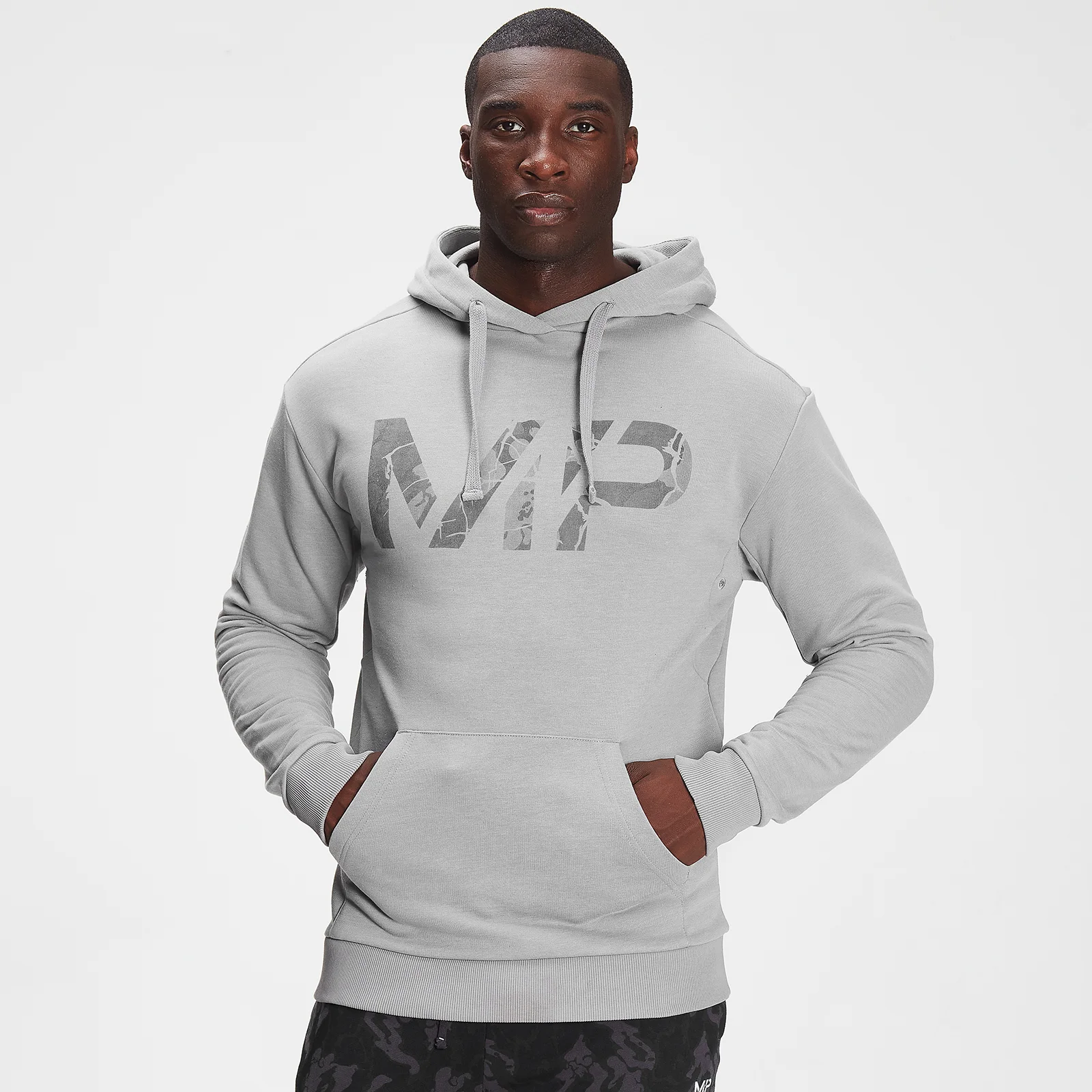 MP Men's Adapt Tonal Camo Hoodie- Storm Grey Marl - XXS Image 1