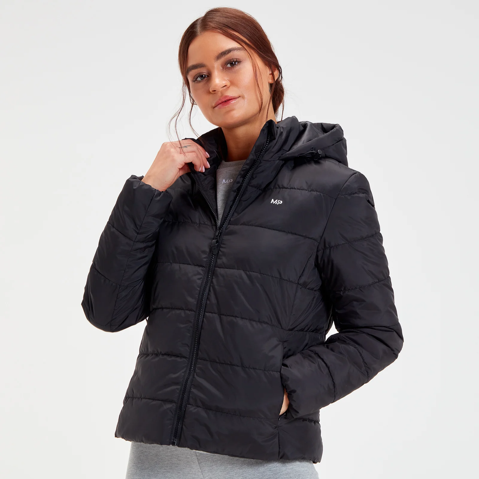 MP Women's Outerwear Lightweight Hooded Packable Puffer Jacket - Black - XXS Image 1