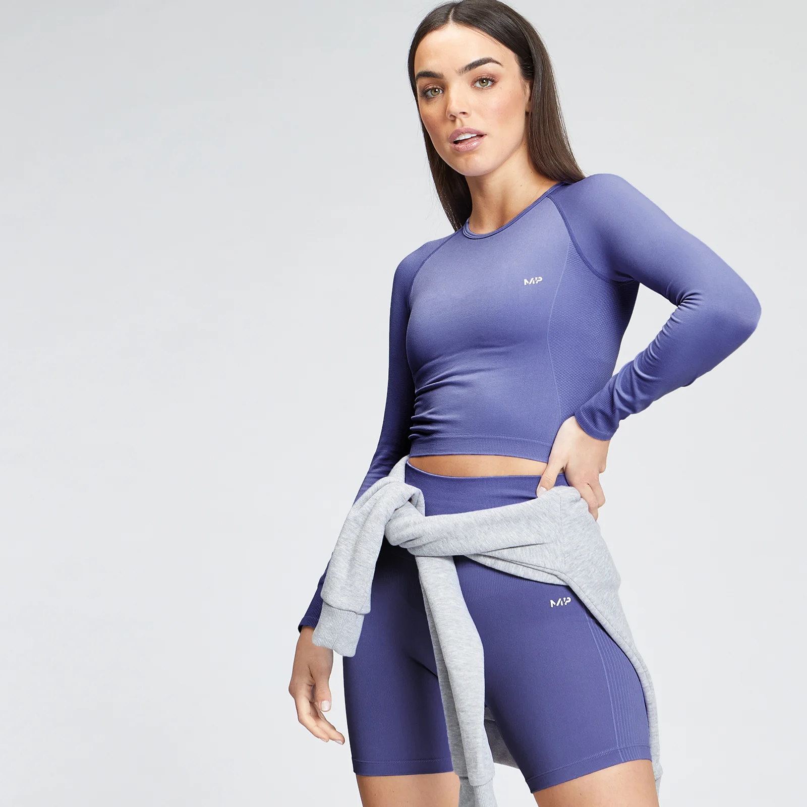 MP Women's Shape Seamless Long Sleeve Crop Top - Bluebell - XL Image 1
