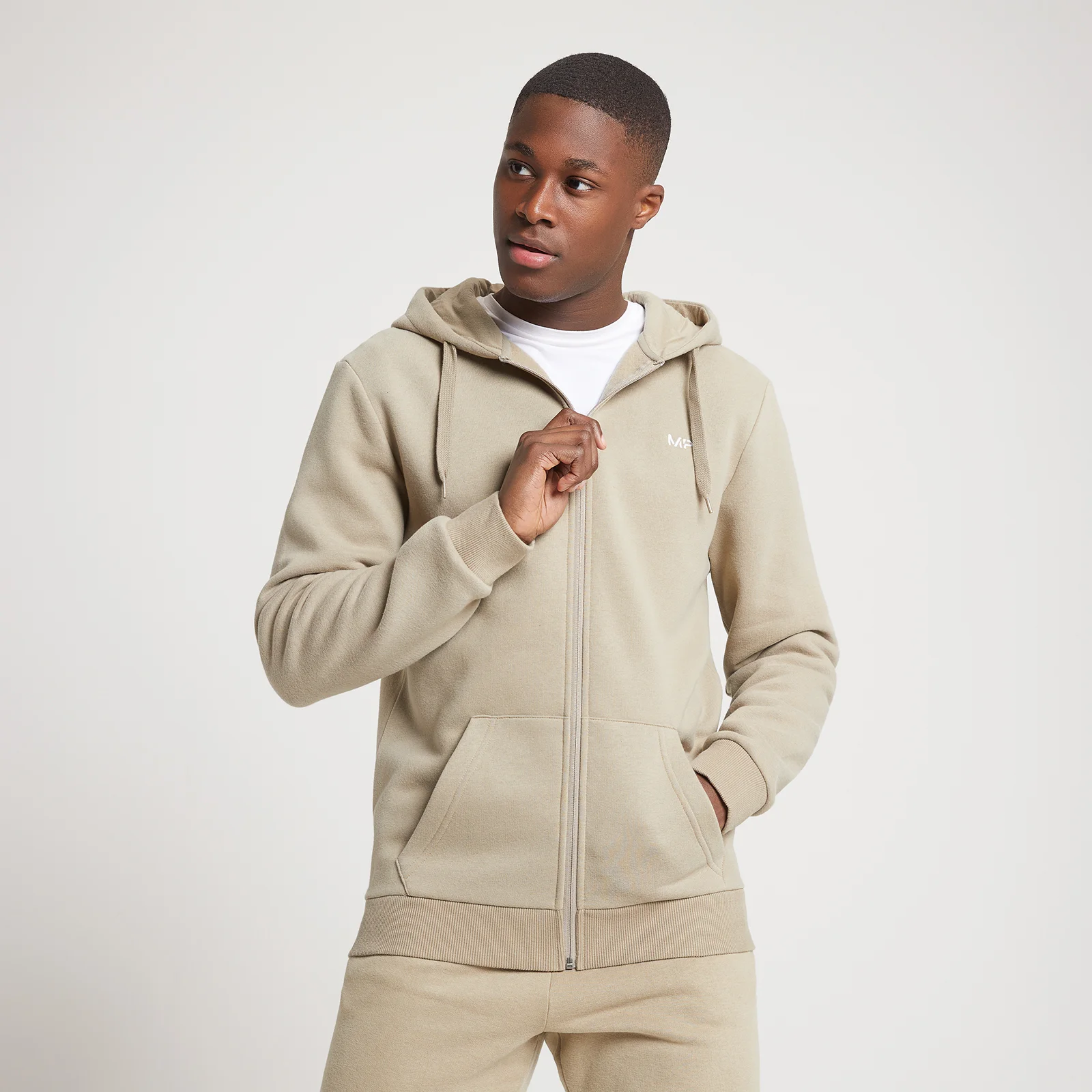 MP Men's Rest Day Zip Through Hoodie - Taupe - XXS Image 1