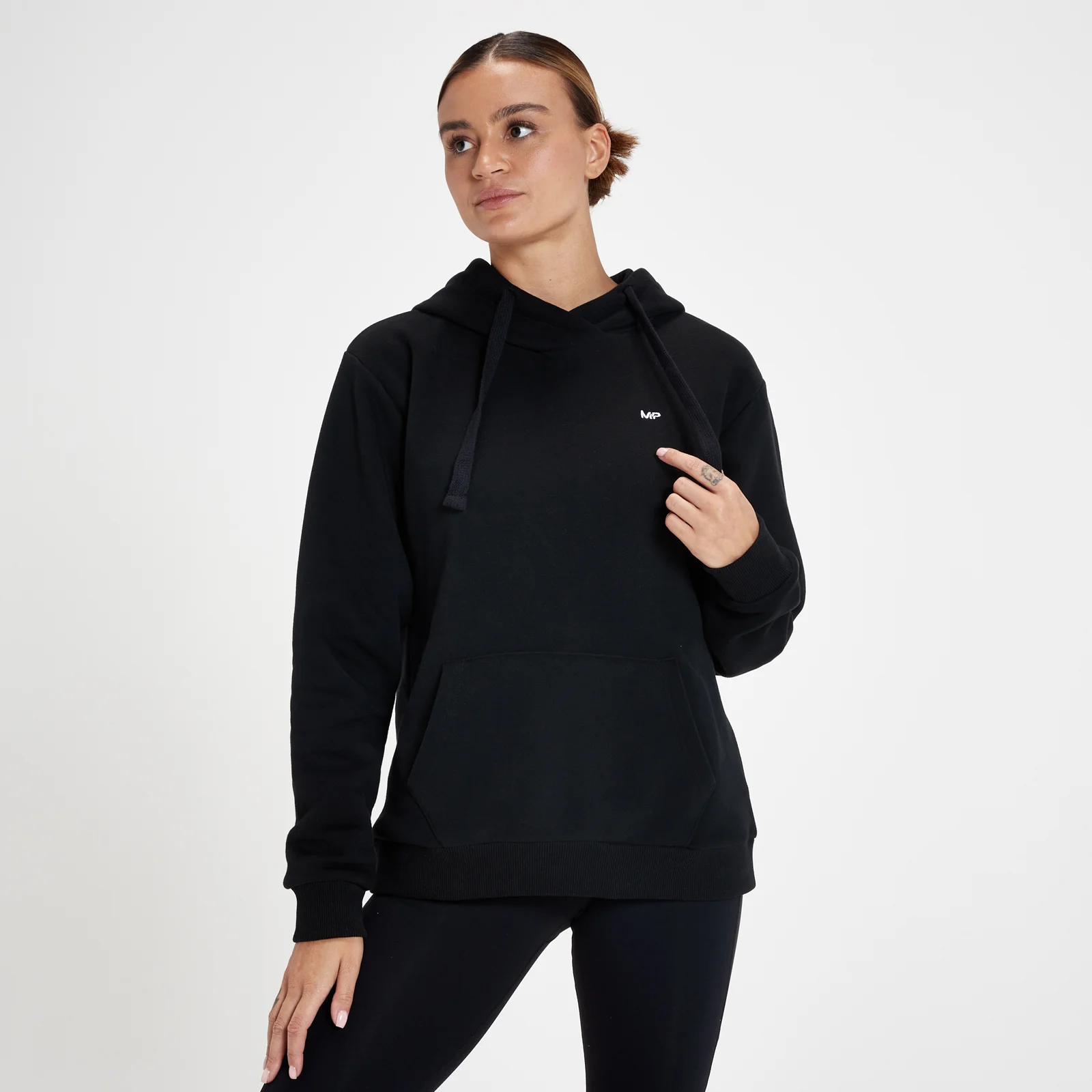 MP Women's Essentials Hoodie with Kangaroo Pocket - Black - XXS Image 1