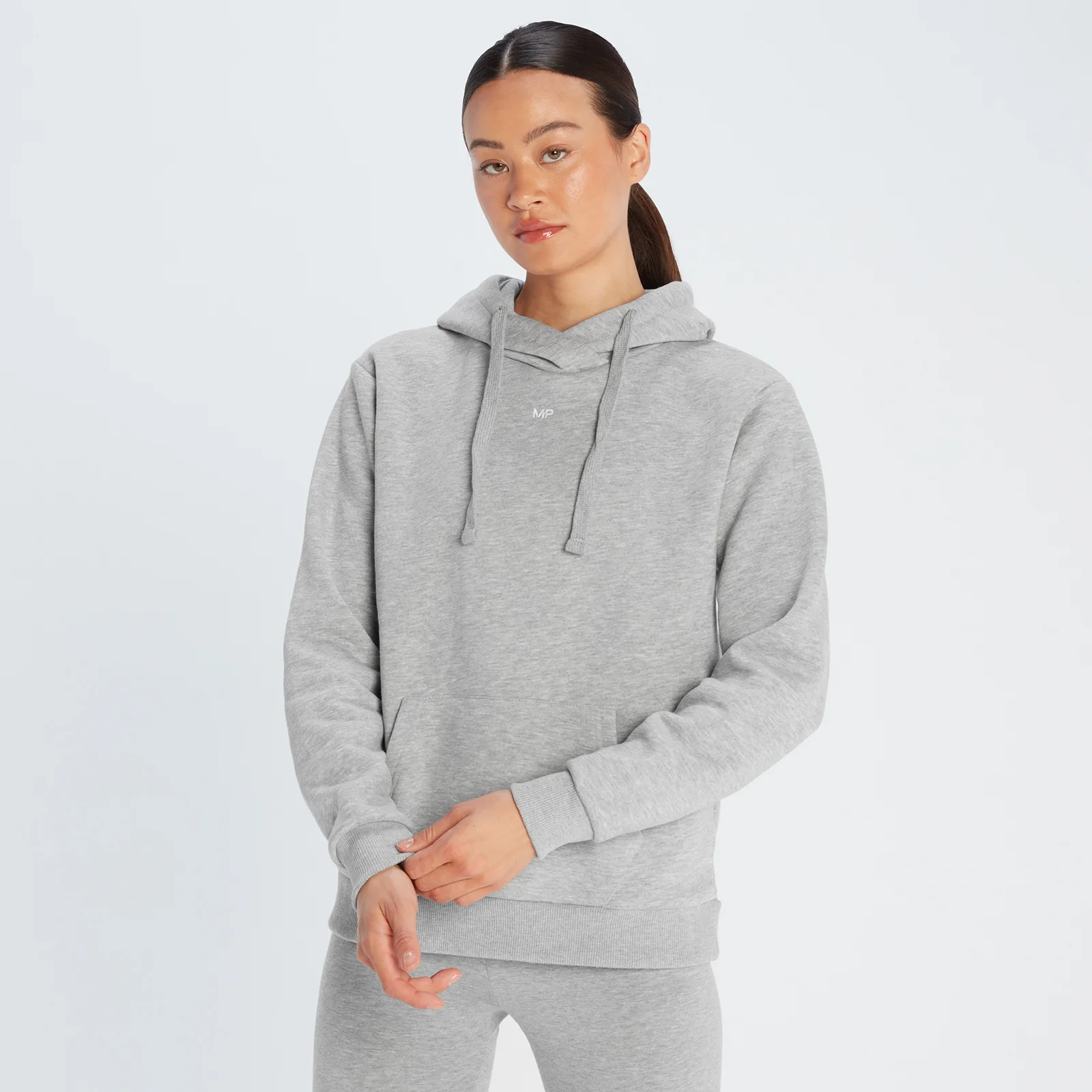 MP Women's Essentials Hoodie with Kangaroo Pocket - Grey Marl - XXS Image 1