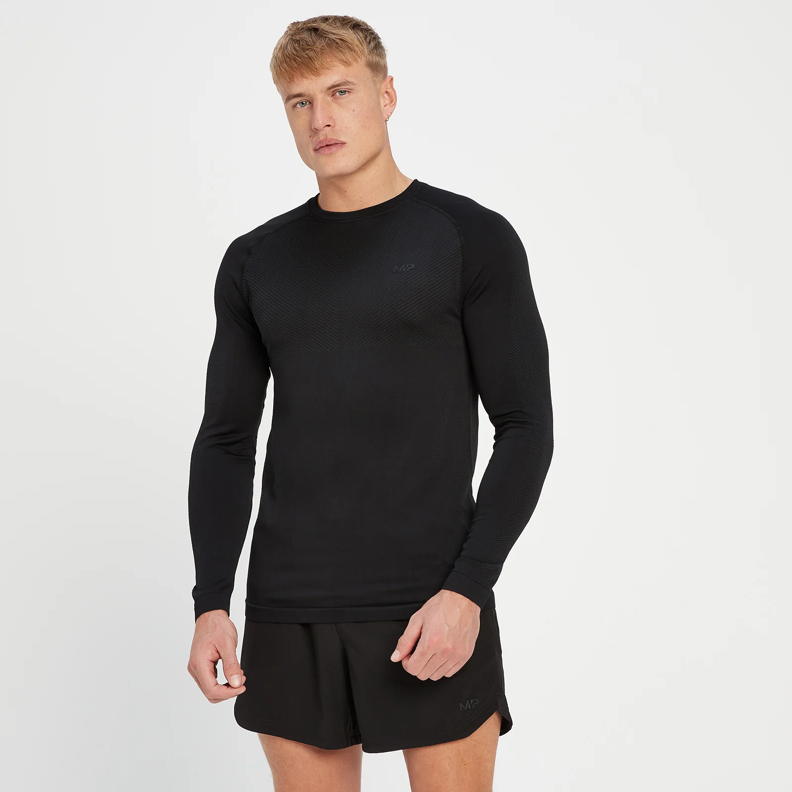 MP Men's Tempo Seamless Long Sleeve Top - Black - XXS Image 1