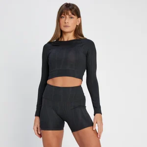 MP Women's Tempo Reversible Long Sleeve Crop Top - Black - Size XS