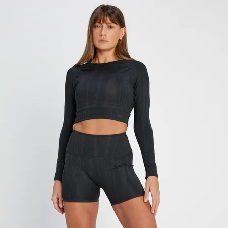 MP Women's Tempo Reversible Long Sleeve Crop Top - Black
