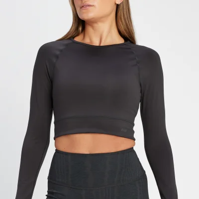 MP Women's Tempo Reversible Long Sleeve Crop Top - Black - XS Image 6