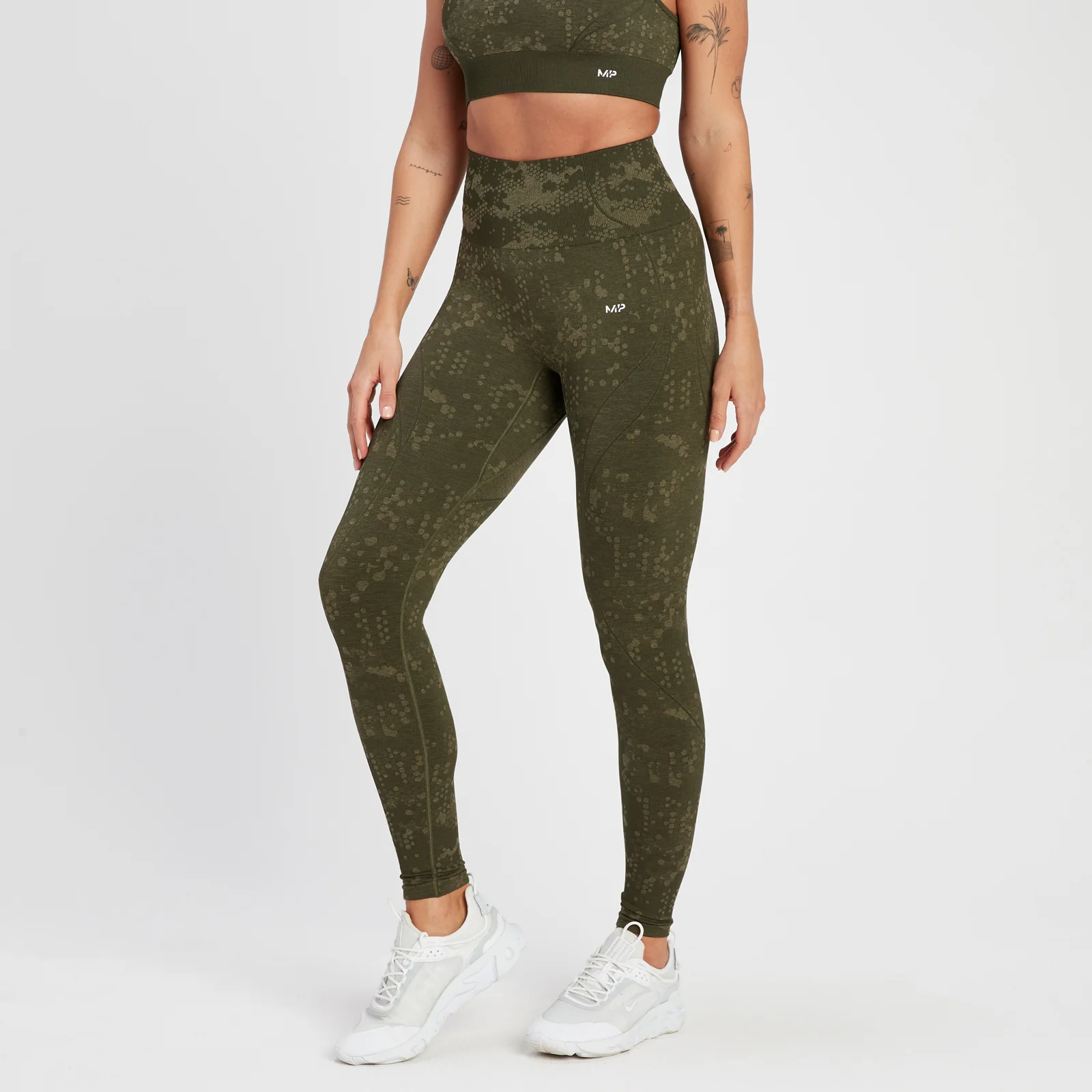 MP Women's Adapt Seamless Patttern Leggings - Olive Green - XS Image 1