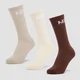 MP Unisex Crew Socks (3 pack) - Dark Brown/Light Taupe/Cream