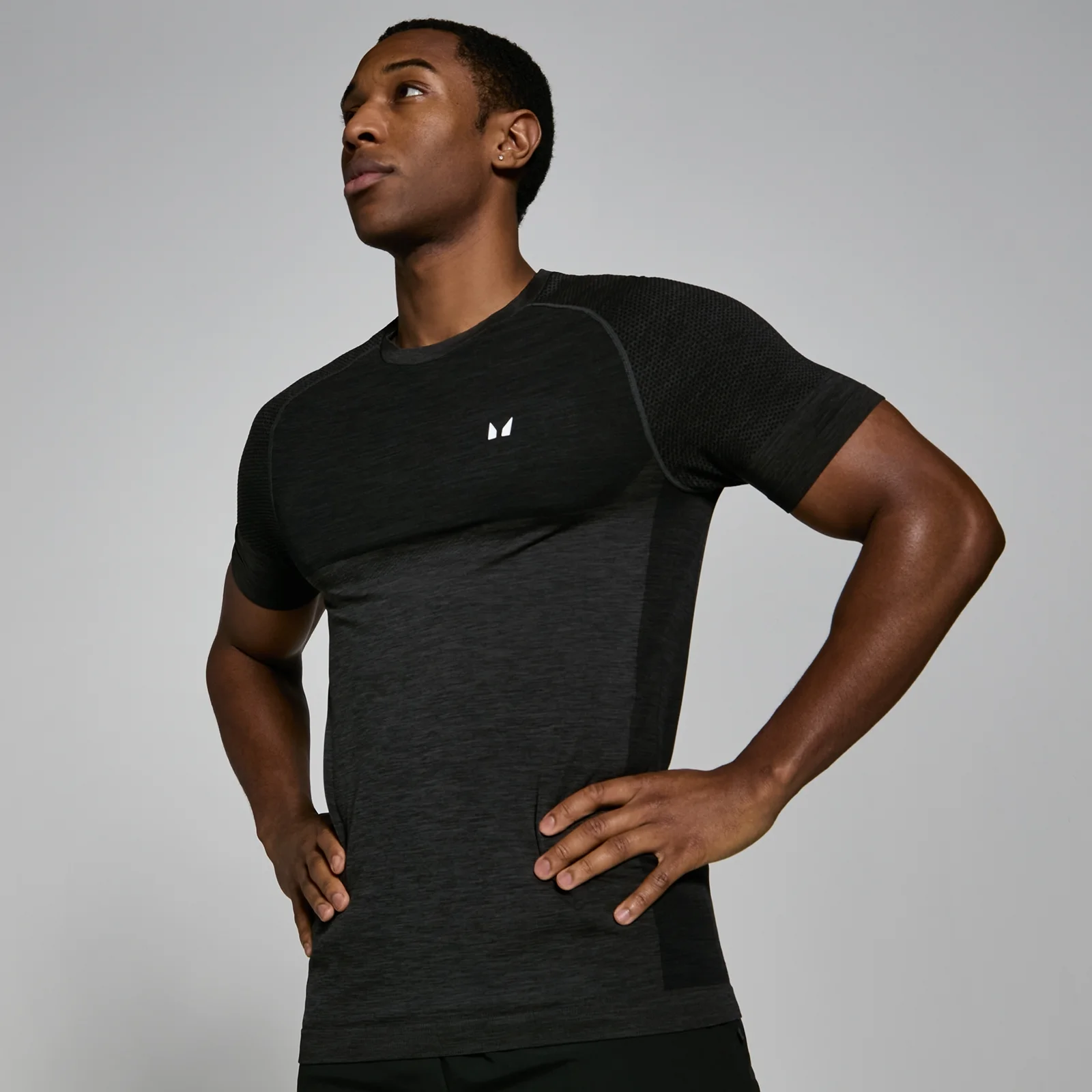 MP Men's Seamless Short Sleeve T-Shirt - Black Marl - S Image 1