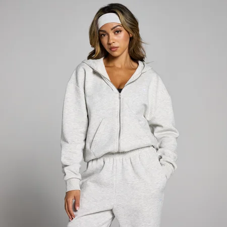 MP Women's Basics Zip Through Hoodie - Light Grey Marl