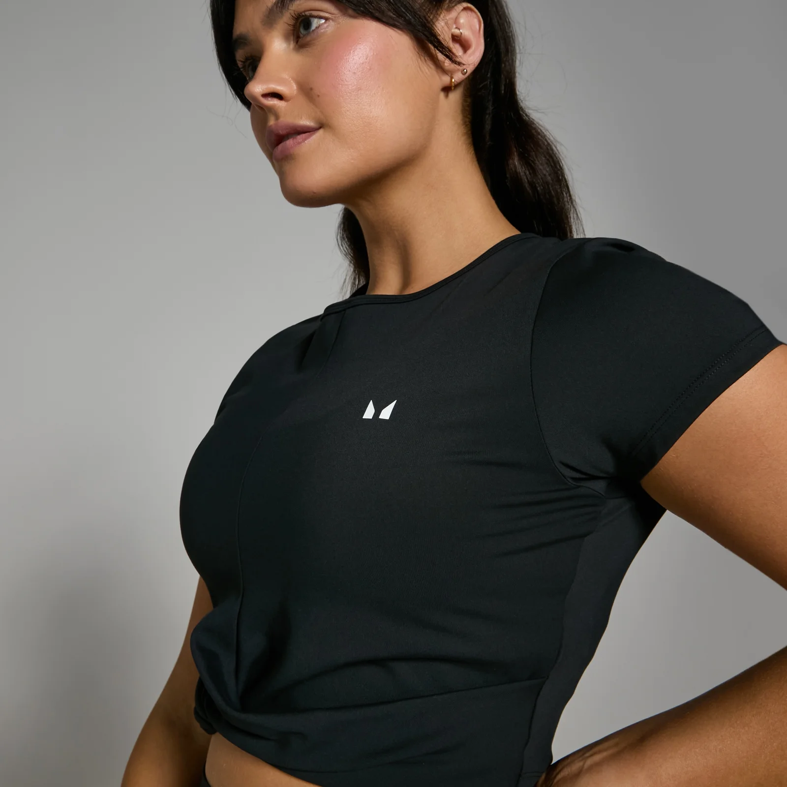 MP Women's Power Short Sleeve Crop Top - Black - XS Image 1