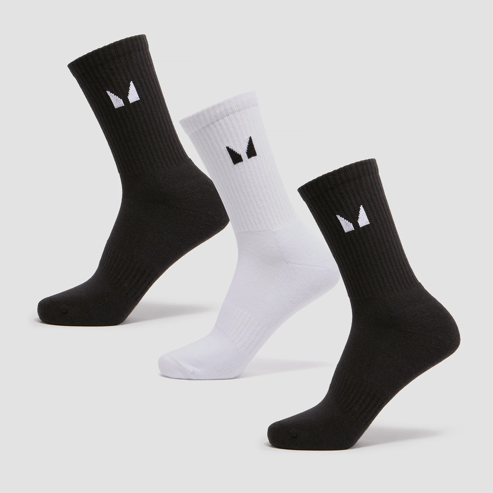 MP Unisex Crew Socks (3 Pack) - Black/White - UK 2-5 Image 1