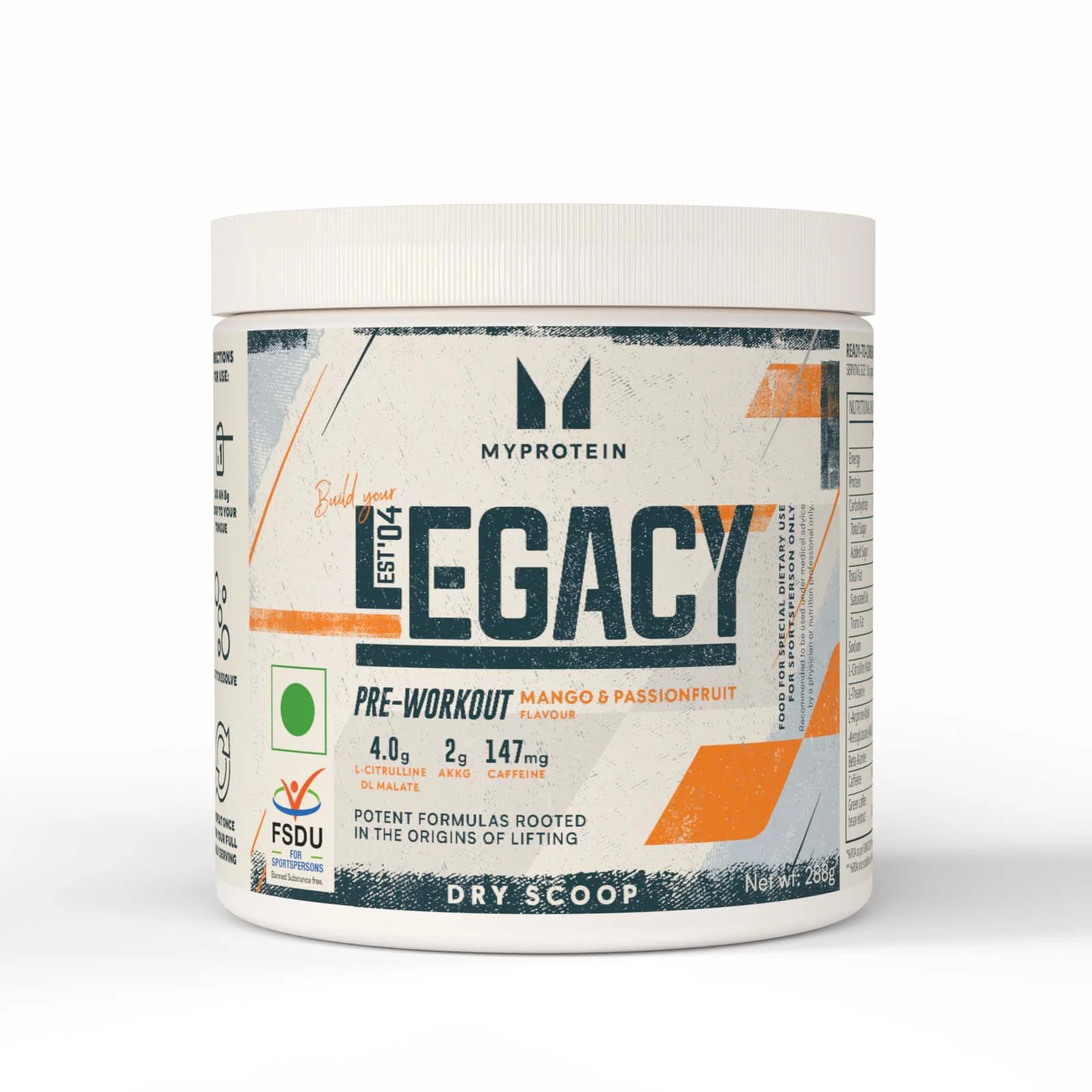 Legacy Dry Scoop Pre-Workout - 288g - Mango & Passionfruit Image 1