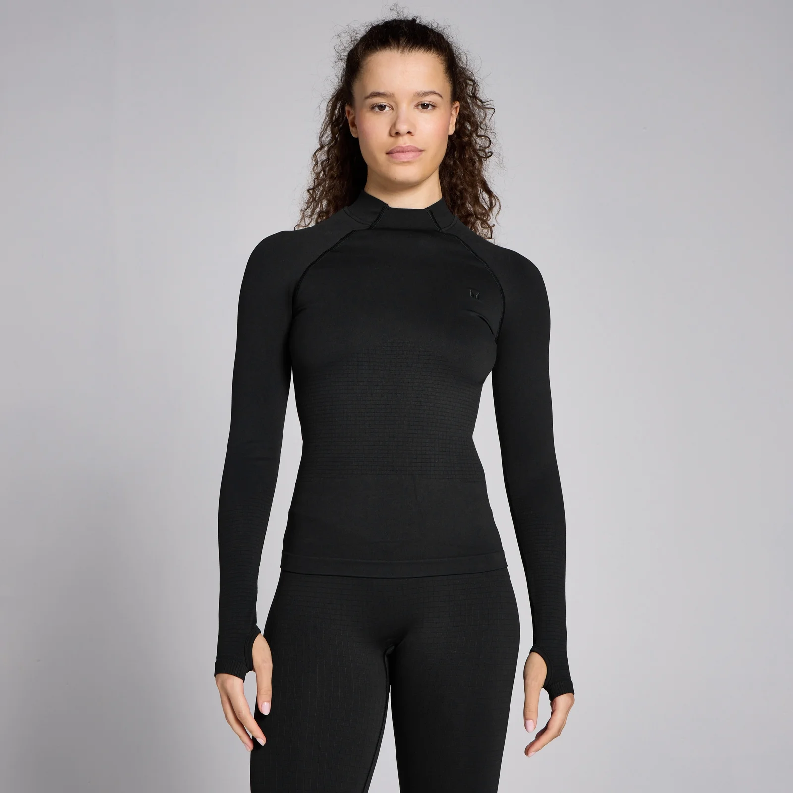 MP Women's Waffle Seamless Long Sleeve Top - Black - XS Image 1