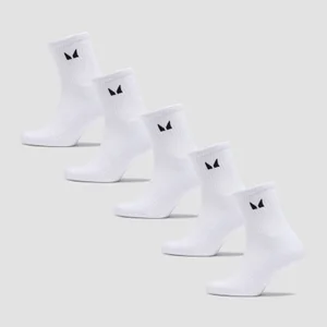 MP Unisex Crew Socks (5 Pack) - White - Size UK 12-14