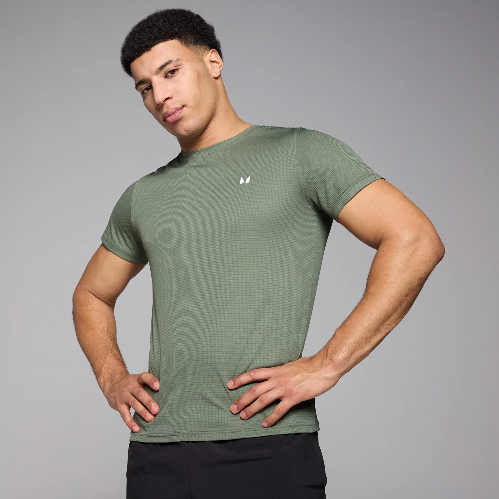 MP Men's Grid Training T-Shirt - Light Khaki - XS Image 1