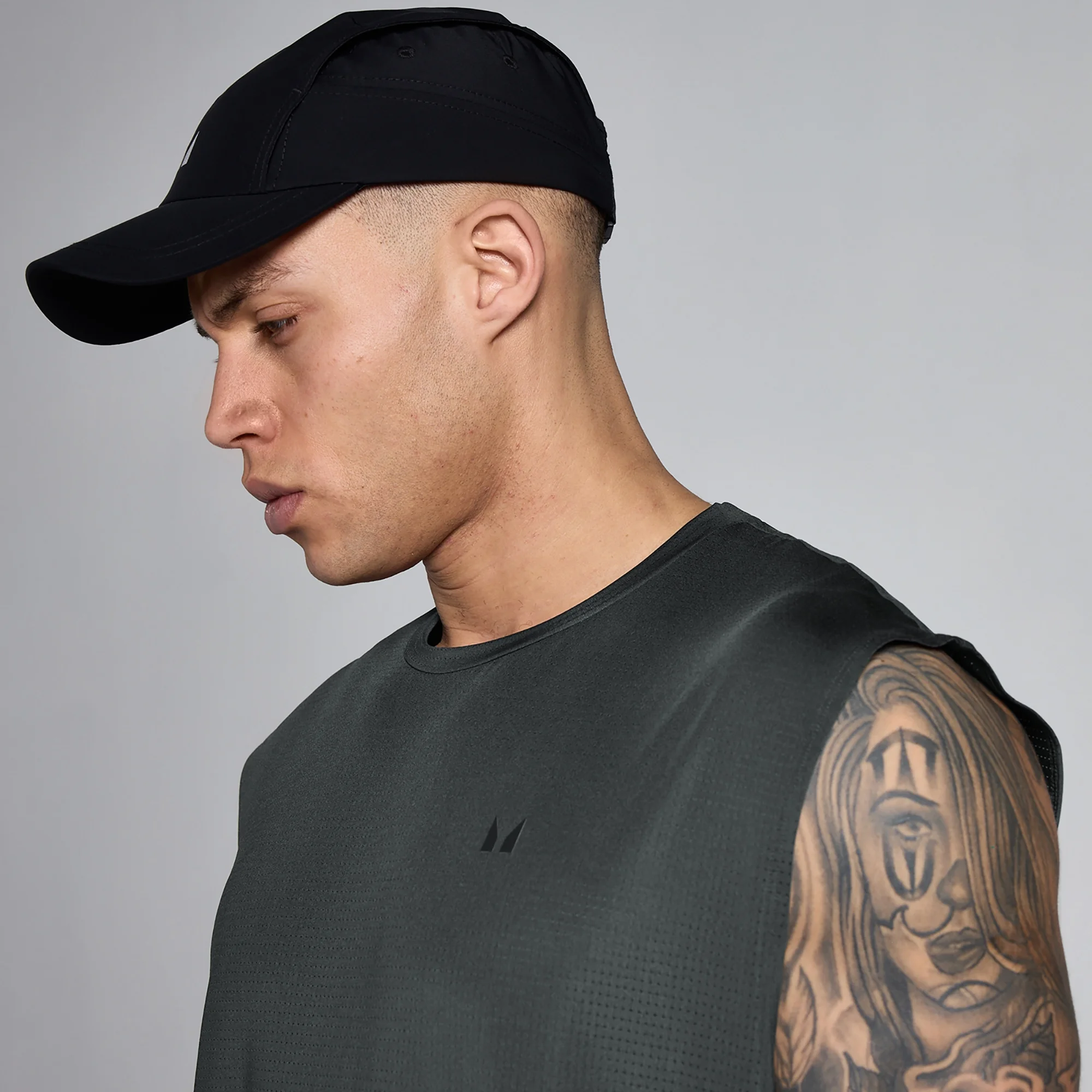 MP Men's Hybrid Oversized Mesh Tank - Washed Black - XS Image 4