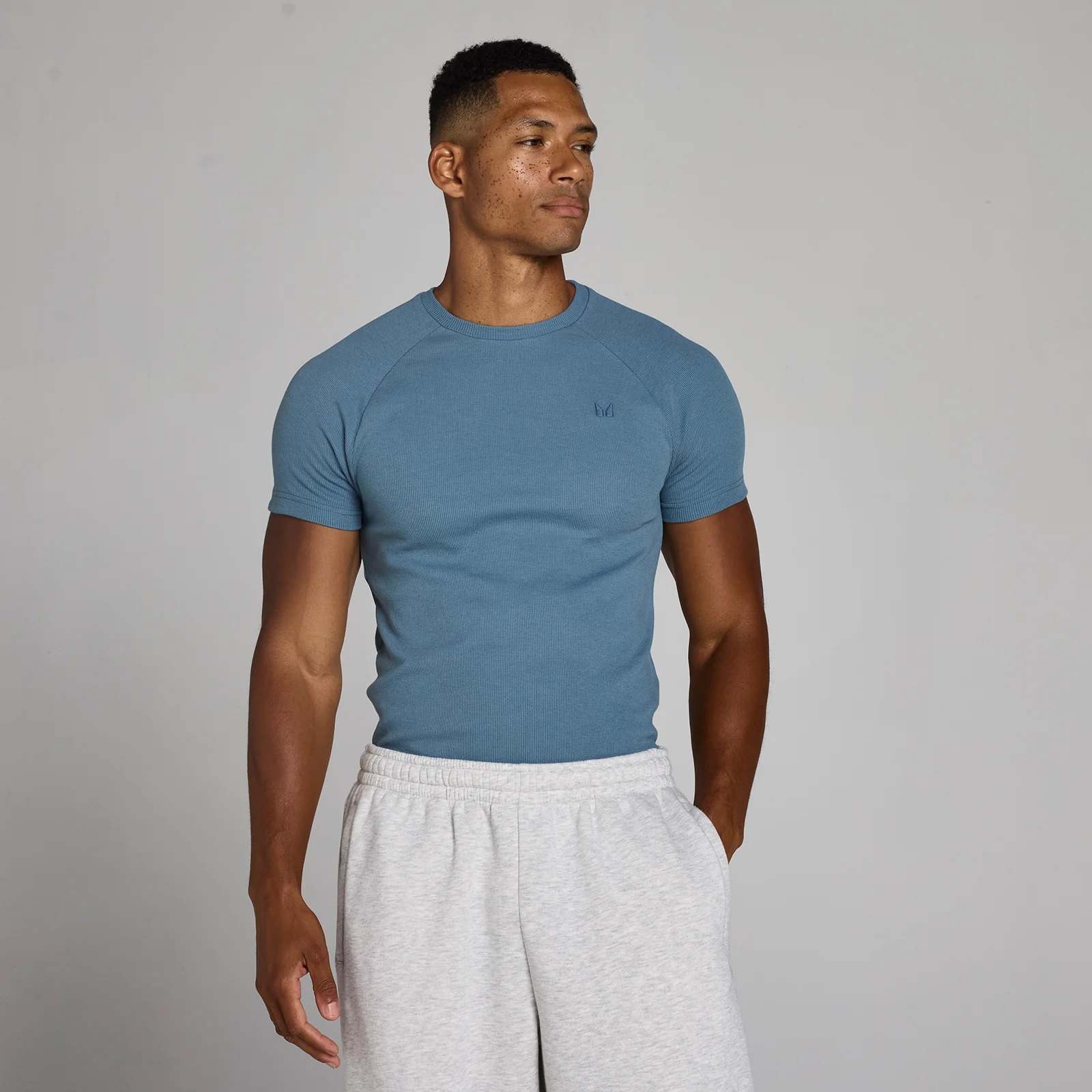 MP Men's Lift Ribbed Muscle Fit T-Shirt - Midnight Slate - S Image 1