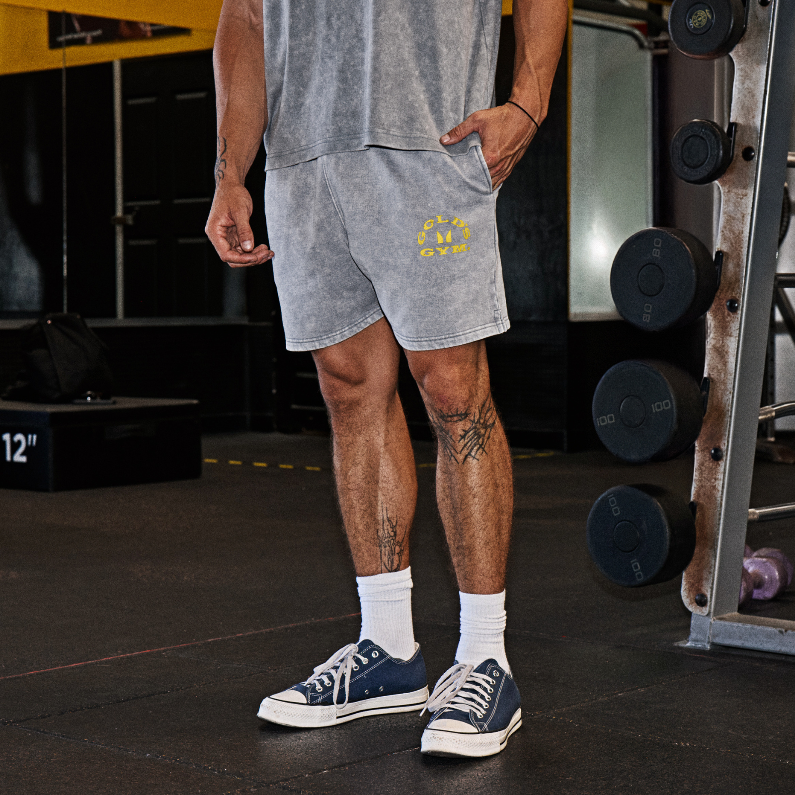 MP X Gold's Men's Washed Graphic Oversized Sweat Shorts - Steel Blue - XS Image 1