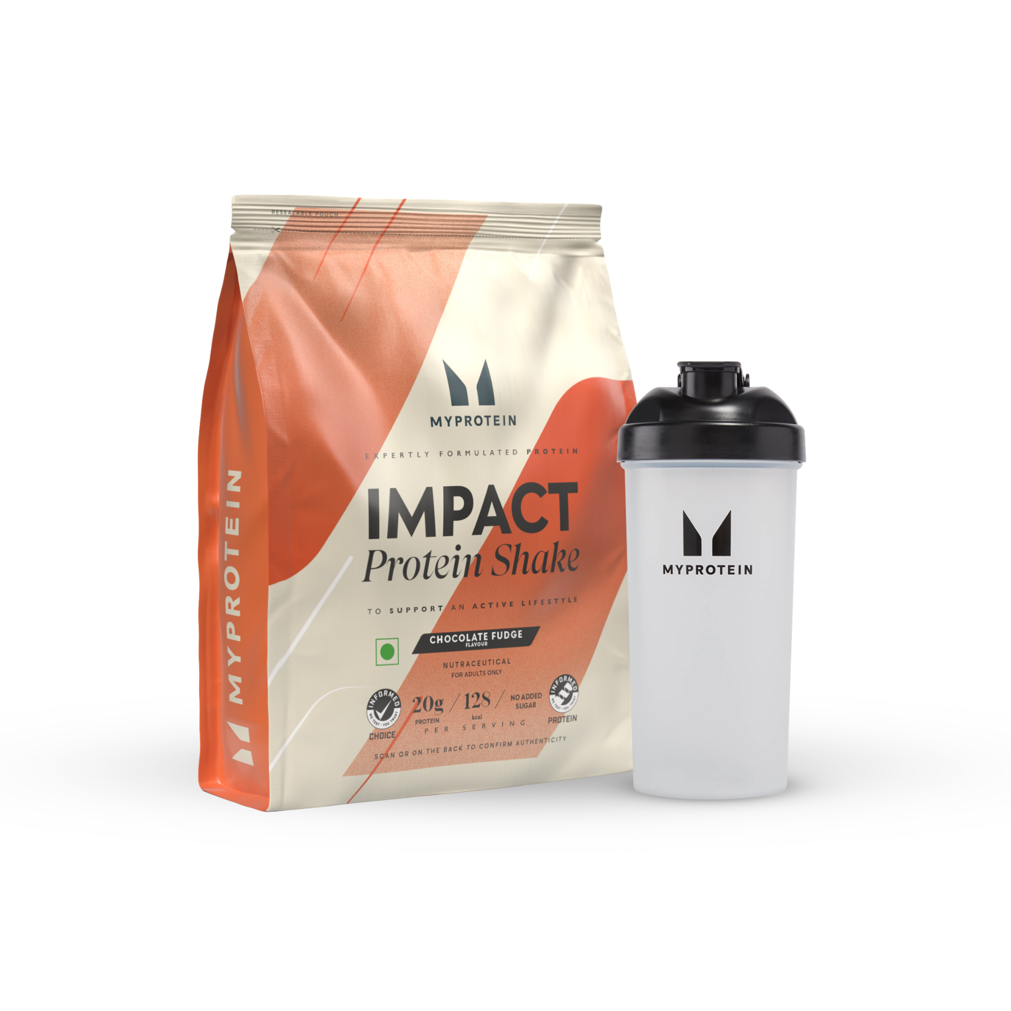 Impact Protein Shake + Shaker Bundle - Chocolate Fudge Image 1